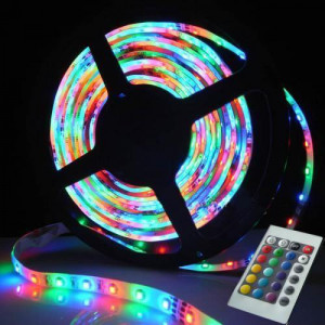 Banda LED Multicolor RGB, 5 metri lungime, 12 V, cu Controler, Telecomanda si Transformator - Img 5