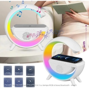 Boxa portabila ,lampa acumulator, multicolora, incarcare wireless - Img 2