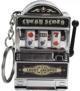 Breloc Lucky Slot Machine, Interactiva, din Material Plastic, Argintiu