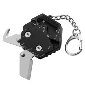 Breloc Multifunctional Ideal pentru Pescuit, Vanatoare, Supravetuire, Drumeti, Camping, Auto-aparare, Material Otel Inoxidabil, Negru - Img 2