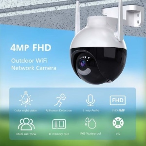 Camera de supraveghere WIFI , 4MP, exterior/interior, Ultra HD, 4X zoom, rotire, leduri lumina, comunicare bidirectionala, stocare card/cloud, senzor miscare, Alb - Img 2