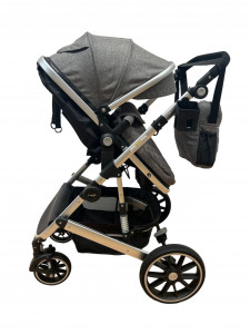 Carucior 2 in 1 Reversibil, T1, Gri, Landou si Sport, cu landou reversibil, cadru aluminiu si geanta cadou - Img 3