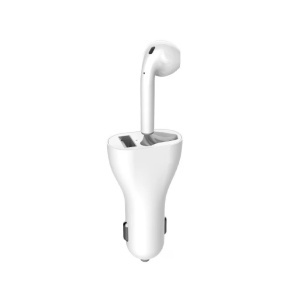 Casca bluetooth pentru urechea dreapta,suport cu incarcare auto, alb - Img 2