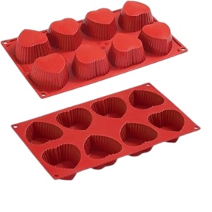 Formă de copt din silicon roșu, formă de inimă