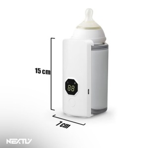 Incalzitor de biberoane , 6 niveluri de temperatura, marime ajustabila diverse biberoane, senzor de temperatura, display digital, incarcare USB, 15x7cm, alb-gri - Img 4
