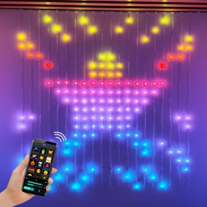 Instalatie Perdea 400 LED-uri cu Bila, 3m x 2m, Digitala, Smart Bluetooth Rgb+W Cu Cod QR aplicatie, Control animatii din telefon - Img 2