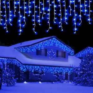 Instalatie Turturi T500B, 500 LED-uri, Albastre, 20 metri, Interconectabil, Multiple Jocuri de Lumini, Tip Franjuri, de Exterior - Img 2
