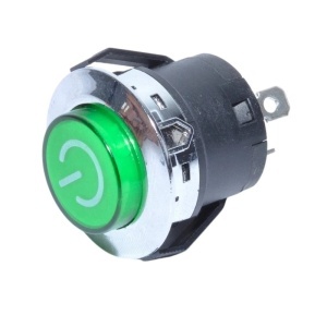 Intrerupătoare metalice cu buton de tip "push" (apăsare) , Verde