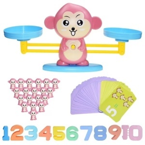 Jucarie Maimuta tip balanta invatam matematica, joc de invatare a numerelor si jucarii educative, 27 cm, pentru copii