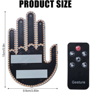 Lampa LED auto cu telecomanda, gesturi, 4 moduri de salut, 15cm, neagra, set cu telecomanda si autocolante - Img 5