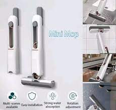 Mini Mop Portabil cu stoarcere automata, Burete de inalta calitate, Spalare umeda sau uscata, Potrivit pentru Geamuri, Blaturi, Bucatari, Bai - Img 9