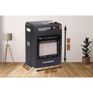Mini Soba pe gaz GPL, HB-1023NG, aprindere piezo-electrica, 3 placi de incalzire ceramic putere totala 4.2kW, sistem de oprire automata a gazului, Negru - Img 5