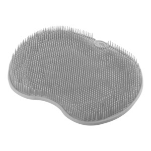 Perie din silicon cu ventuze pentru exfoliere si curatare spate si picioare, gri, 25x30 cm