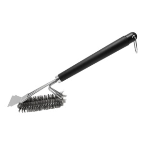 Perie pentru gratar 3 in 1, Inox, Gri/Negru