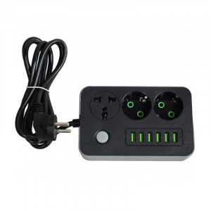 Prelungitor cu 3 Prize si 6 Huburi USB, Power Socket - Img 2