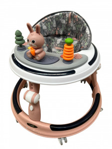 Premergator P7 Roz, Premergator 3 in 1, Baza rotunda antirasturnare, reglabil pe inaltime, cu cordon luminos muzical, Roti silicon - Img 3