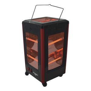 Radiator electric Hausberg HB-8804NG, 2200W, 5 niveluri de putere, incalzire in 5 directii, roti deplasare, maner pentru transport, protectie pentru rasturnare, Negru