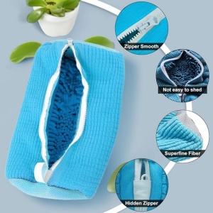 Sac pentru spalat incaltamintea in masina de spalat, fibra moale pentru protectie incaltaminte, material rezistent, Albastru - Img 3