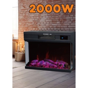 Semineu electric cu ventilator si telecomanda Hausberg HB-8221NG, 2000W, efect de flacara reala, 2 trepte de incalzire, termostat electronic, 4 culori, touch screen, metal si sticla - Img 2