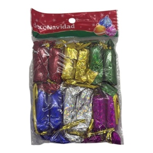 Set 10 globuri multicolore, pachet de ornamente de Crăciun în miniatură, sub formă de bomboane - Img 2