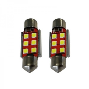 Set 2 Becuri LED Auto 5W 6 LED-uri Alb 39mm 12V - Img 2