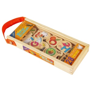 Set 28 piese litere magentice din lemn English Letters, multicolor - Img 2