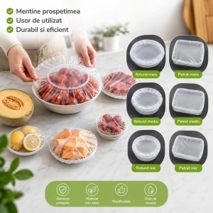 Set 500 Capace Alimentare Elastice Transparente – pentru Boluri și Recipiente - Img 6