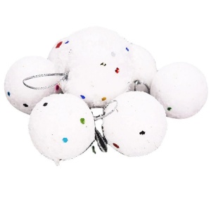 Set de 6 bucati de ornamente de Crăciun tip bilă de confetti albe