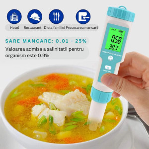 Tester de Calitate a Apei, Multifunctional, Pentru Testarea Calitatii Apei, Precizie Mare, Baterii Usor de Inlocuit, Display LCD HD, 7 Functii, Masoara valorile Apei Potabile, Apei din Piscina, Acvariu sau ale Apei folosite pentru Plante, 0700 - Img 8