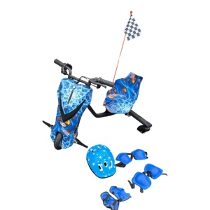 Tricicleta electrica drift pentru copii, Motor 250W, Bluetooth, Viteza – 15kmh cu steag si set protectie  - Img 4