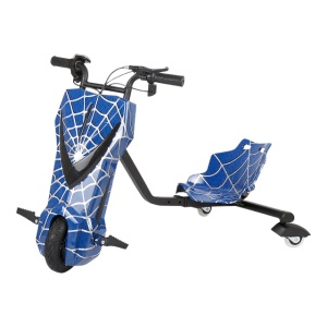 Tricicleta electrica drift pentru copii, Trike, Motor 350W, Baterie 36V – 4000 mAh, Bluetooth, Viteza – 15kmh, – Albastru Spiderman