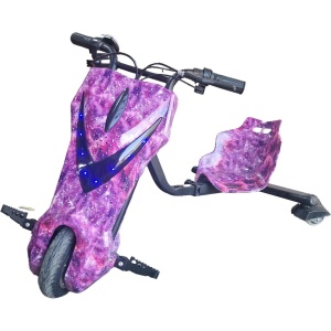 Tricicleta electrica mica pentru drifturi 360, Frana buton, motor 250W, 15KM/H, 4400mA, mov - Img 3