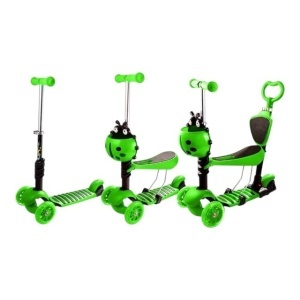 Trotineta 5 in 1 buburuza cu 3 roti din silicon si scaunel, Verde - Img 3