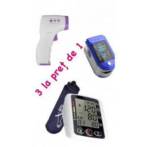 3 LA PRET DE 1 Tensiometru Electronic Pentru Brat, Display LCD, Oximetru pentru deget cu display, Pulsoximetru, Masurare Saturatie Oxigen, Termometru digital non contact cu infrarosu digital - Img 2