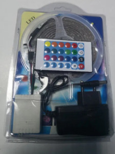 Banda LED Multicolor RGB, 5 metri lungime, 12 V, cu Controler, Telecomanda si Transformator - Img 6