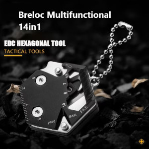 Breloc Multifunctional Ideal pentru Pescuit, Vanatoare, Supravetuire, Drumeti, Camping, Auto-aparare, Material Otel Inoxidabil, Negru - Img 3