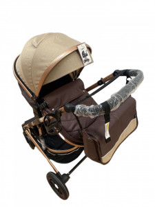 Carucior 2 in 1 Reversibil, L-Sun T7, Landou, Sport, cu Suspensii, Crem - Img 7