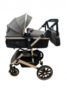 Carucior 2 in 1 Reversibil, T1, Gri, Landou si Sport, cu landou reversibil, cadru aluminiu si geanta cadou - Img 4