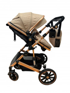 Carucior 2 in 1 Reversibil, T1, kafea , Landou si Sport, cu landou reversibil, cadru aluminiu si geanta cadou - Img 4