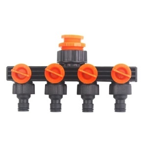 Conector de furtun pentru gradina , 4 iesiri, reglabil, negru/portocaliu - Img 3