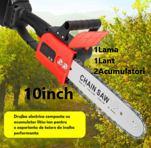Drujba Motofierastrau 10 inch, 25,4 cm, cu 1Lama, 1Lant si 2Acumulator, Lithium, 48V - Img 7