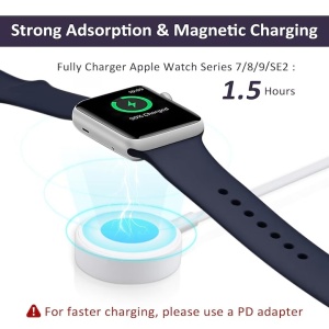 Incarcator magnetic wireless pentru ceas Apple Watch, Cablu de incarcare tip C, Portabil, Usor de utilizat, Incarcare rapida, Compatibil IWatch Series 1/2/3/4/5/6/7/8/SE/Nike+/Ultra, 38-44 mm, Incarcare rapida, 1 m, Alb - Img 2