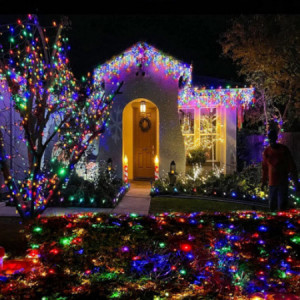 Instalatie Turturi 900C, cu Cablu Alb, 200 LED-uri, Colorate, 10 metri, Tip Franjuri, de Exterior, Interconectabil cu Flash Led - Img 2
