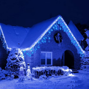 Instalatie Turturi T500B, 500 LED-uri, Albastre, 20 metri, Interconectabil, Multiple Jocuri de Lumini, Tip Franjuri, de Exterior - Img 3