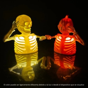 Lumânare cu LED-uri, jumătate de schelet, craniu, dovleac, decorațiune de Halloween, ALB - Img 3
