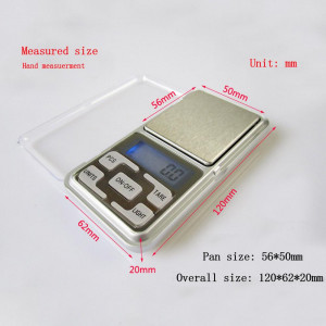 Mini cantar digital de buzunar pentru bijuterii, capacitate 500g, precizie 0.1g, argintiu - Img 3