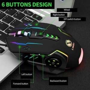 Mouse cablat V7, 6 butoane, iluminare LED colorata, negru, 12.7x7.7x4cm - Img 3