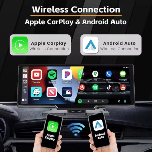Navigatie Auto UNIVERSALA MARE 2 CAMERE, INCLUSE Display Touchscreen de 10.26 inch, compatibila cu Apple Carplay si Android Auto wireless, Oglindire ecran wireless, Camera trafic frontala + Camera marsarier inclusa, Aplicatie Wi-Fi, Bluetooth Audio, negru - Img 2