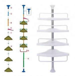 Organizator Multifunctional de Colt Multi Corner Shelf, Pentru Baie si Bucatarie, cu 4 etajere, inaltime 100-320 cm, ideal pentru lipsa de spatiu de stocare - Img 3