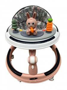 Premergator P7 Roz, Premergator 3 in 1, Baza rotunda antirasturnare, reglabil pe inaltime, cu cordon luminos muzical, Roti silicon - Img 4